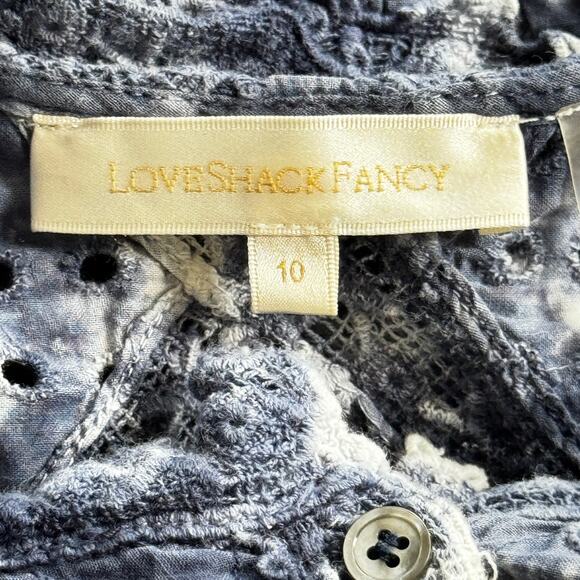 LoveShackFancy Fritzi Mini Dress Midnight Tie Dye Blue Size 10 - Picture 9 of 11